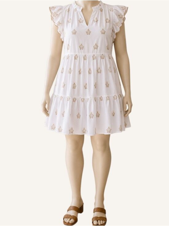 torrid Dresses & Skirts - Torrid Belle Isle Embroidered Cotton Tiered Mini Dress 2X NWT Coastal